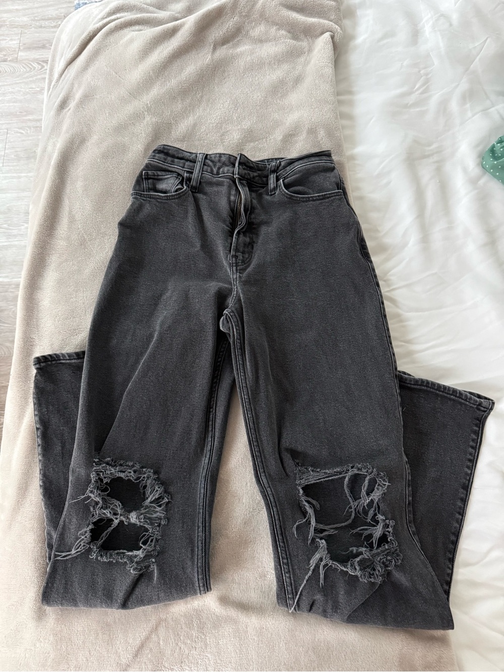 Hollister Black Distressed Straight Leg Jeans